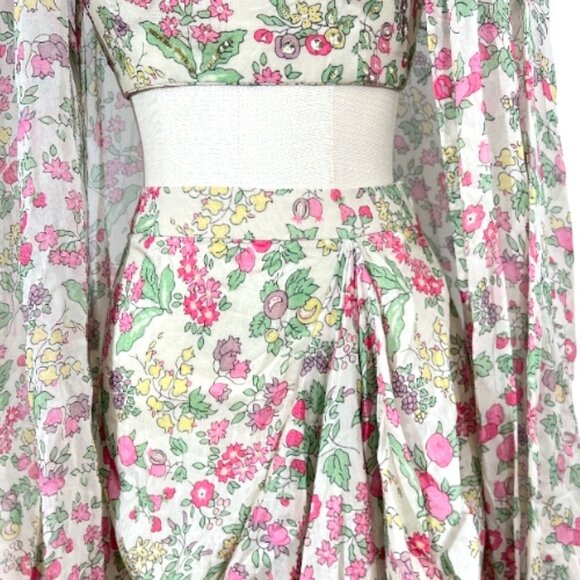 Paulmi & Harsh Draper Skirt Crop Kimono 3 Peice Set Large - Picture 4 of 6